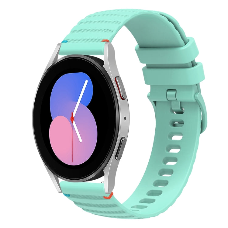 Correia de relógio em silicone com pontos ondulados e costurados de 20mm, para Samsung Galaxy Watch 5 40 / 44mm, para Samsung Galaxy Watch 5 Pro 45mm, para Samsung Galaxy Watch 4 40 / 44mm, para Samsung Galaxy Watch 4 Classic 42 / 46mm