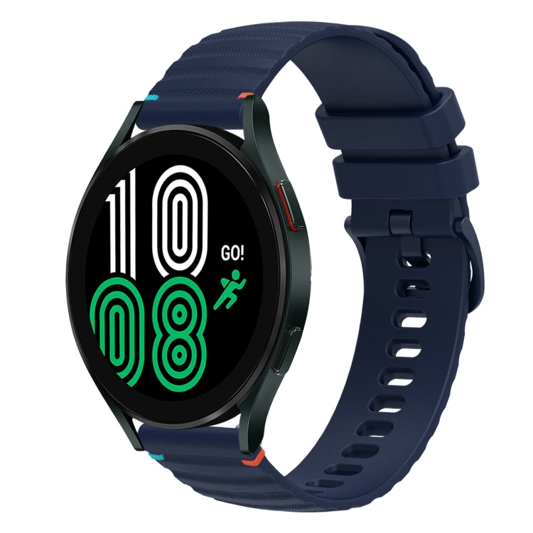 Correia de relógio em silicone com pontos ondulados e costurados de 20mm, para Samsung Galaxy Watch 5 40 / 44mm, para Samsung Galaxy Watch 5 Pro 45mm, para Samsung Galaxy Watch 4 40 / 44mm, para Samsung Galaxy Watch 4 Classic 42 / 46mm