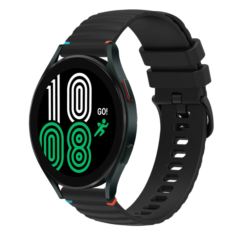Correia de relógio em silicone com pontos ondulados e costurados de 20mm, para Samsung Galaxy Watch 5 40 / 44mm, para Samsung Galaxy Watch 5 Pro 45mm, para Samsung Galaxy Watch 4 40 / 44mm, para Samsung Galaxy Watch 4 Classic 42 / 46mm
