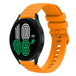 Correia de relógio em silicone com pontos ondulados e costurados de 20mm, para Samsung Galaxy Watch 5 40 / 44mm, para Samsung Galaxy Watch 5 Pro 45mm, para Samsung Galaxy Watch 4 40 / 44mm, para Samsung Galaxy Watch 4 Classic 42 / 46mm