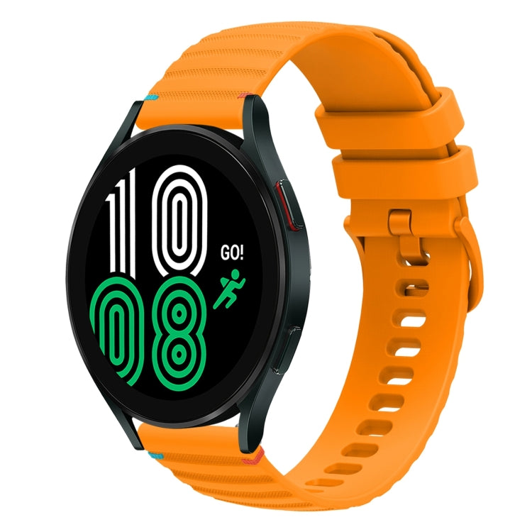 Correia de relógio em silicone com pontos ondulados e costurados de 20mm, para Samsung Galaxy Watch 5 40 / 44mm, para Samsung Galaxy Watch 5 Pro 45mm, para Samsung Galaxy Watch 4 40 / 44mm, para Samsung Galaxy Watch 4 Classic 42 / 46mm