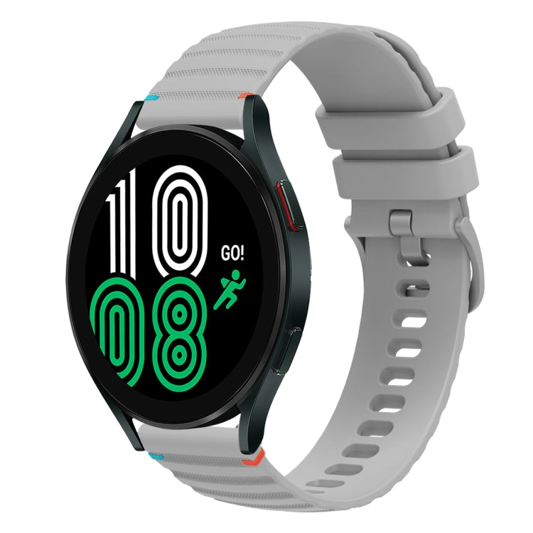 Correia de relógio em silicone com pontos ondulados e costurados de 20mm, para Samsung Galaxy Watch 5 40 / 44mm, para Samsung Galaxy Watch 5 Pro 45mm, para Samsung Galaxy Watch 4 40 / 44mm, para Samsung Galaxy Watch 4 Classic 42 / 46mm