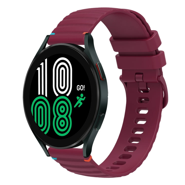 Correia de relógio em silicone com pontos ondulados e costurados de 20mm, para Samsung Galaxy Watch 5 40 / 44mm, para Samsung Galaxy Watch 5 Pro 45mm, para Samsung Galaxy Watch 4 40 / 44mm, para Samsung Galaxy Watch 4 Classic 42 / 46mm