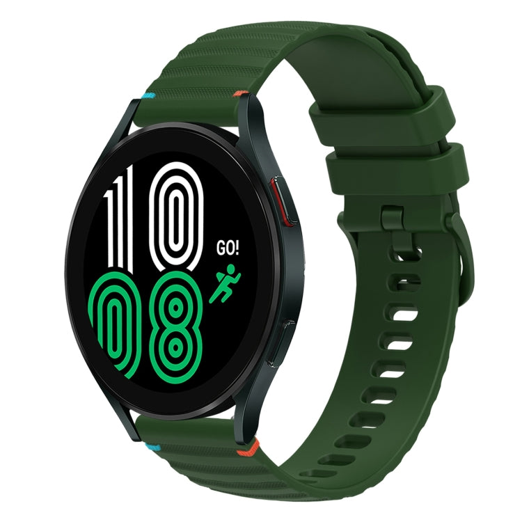 Correia de relógio em silicone com pontos ondulados e costurados de 20mm, para Samsung Galaxy Watch 5 40 / 44mm, para Samsung Galaxy Watch 5 Pro 45mm, para Samsung Galaxy Watch 4 40 / 44mm, para Samsung Galaxy Watch 4 Classic 42 / 46mm