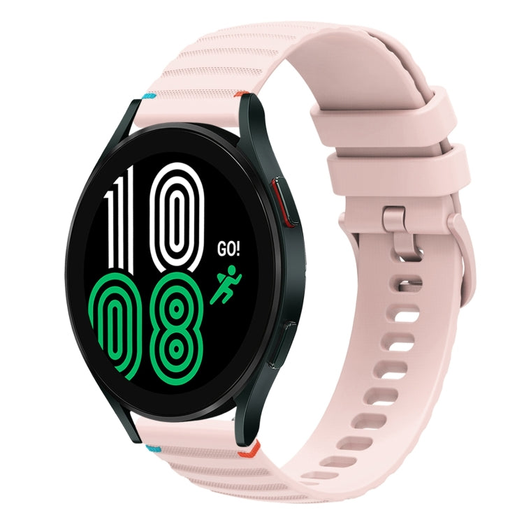 Correia de relógio em silicone com pontos ondulados e costurados de 20mm, para Samsung Galaxy Watch 5 40 / 44mm, para Samsung Galaxy Watch 5 Pro 45mm, para Samsung Galaxy Watch 4 40 / 44mm, para Samsung Galaxy Watch 4 Classic 42 / 46mm