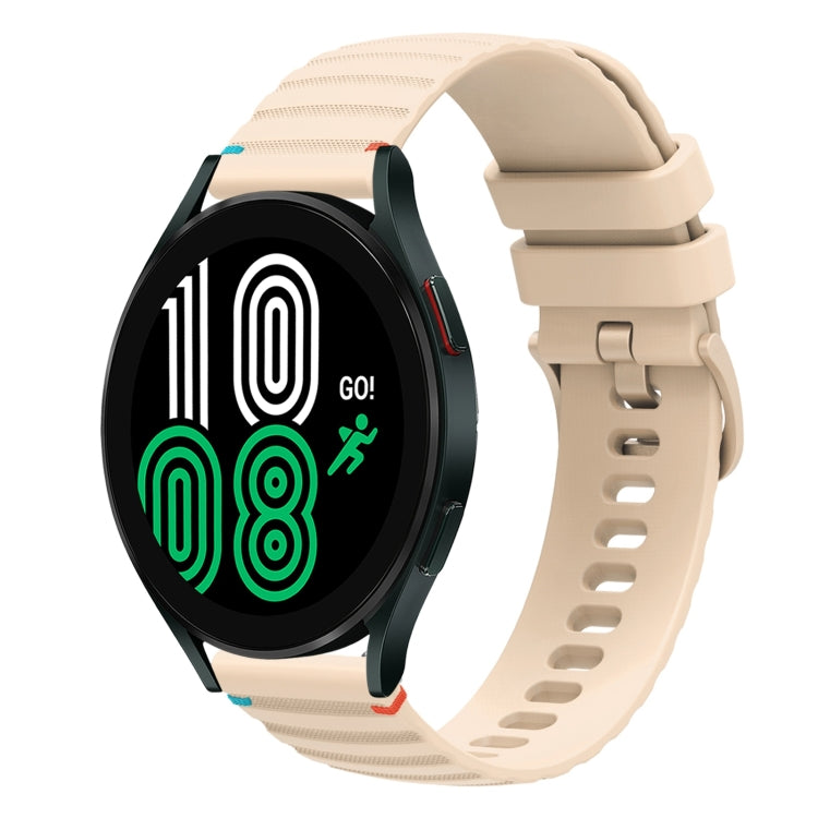 Correia de relógio em silicone com pontos ondulados e costurados de 20mm, para Samsung Galaxy Watch 5 40 / 44mm, para Samsung Galaxy Watch 5 Pro 45mm, para Samsung Galaxy Watch 4 40 / 44mm, para Samsung Galaxy Watch 4 Classic 42 / 46mm