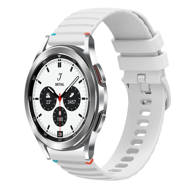 Correia de relógio em silicone com pontos ondulados e costurados de 20mm, para Samsung Galaxy Watch 5 40 / 44mm, para Samsung Galaxy Watch 5 Pro 45mm, para Samsung Galaxy Watch 4 40 / 44mm, para Samsung Galaxy Watch 4 Classic 42 / 46mm