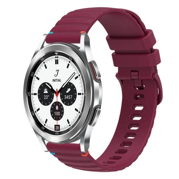 Correia de relógio em silicone com pontos ondulados e costurados de 20mm, para Samsung Galaxy Watch 5 40 / 44mm, para Samsung Galaxy Watch 5 Pro 45mm, para Samsung Galaxy Watch 4 40 / 44mm, para Samsung Galaxy Watch 4 Classic 42 / 46mm