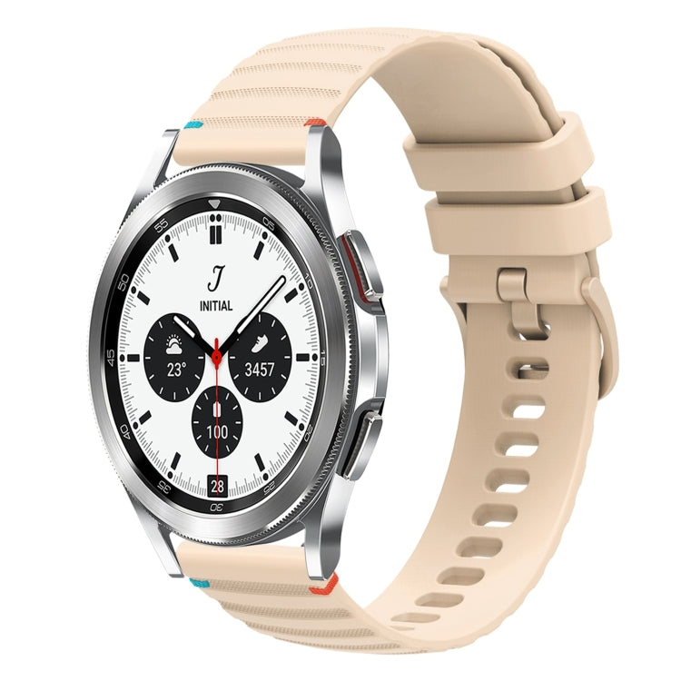 Correia de relógio em silicone com pontos ondulados e costurados de 20mm, para Samsung Galaxy Watch 5 40 / 44mm, para Samsung Galaxy Watch 5 Pro 45mm, para Samsung Galaxy Watch 4 40 / 44mm, para Samsung Galaxy Watch 4 Classic 42 / 46mm