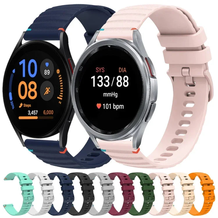 Correia de Relógio em Silicone 20mm com Padrão Ondulado Pontilhado e Costura, para Samsung Galaxy Watch 42mm, para Samsung Gear S2 Classic
