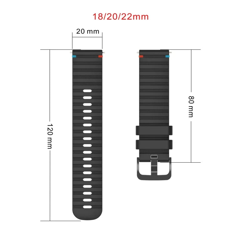 Correia de Relógio em Silicone 20mm com Padrão Ondulado Pontilhado e Costura, para Samsung Galaxy Watch 42mm, para Samsung Gear S2 Classic