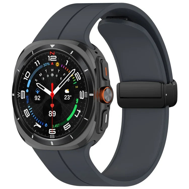 Correia de Relógio em Silicone com Fivela Magnética Dobrável Estilo Ranhura para Samsung Galaxy Watch Ultra 47mm