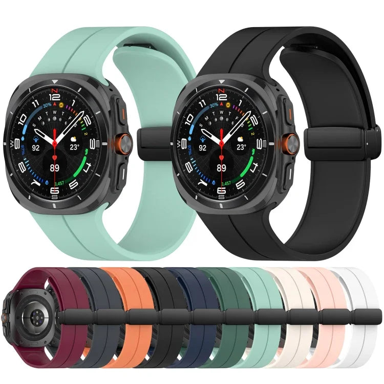 Correia de Relógio em Silicone com Fivela Magnética Dobrável Estilo Ranhura para Samsung Galaxy Watch Ultra 47mm