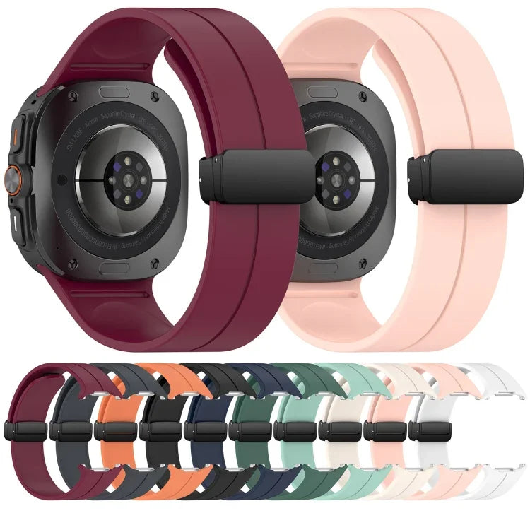 Correia de Relógio em Silicone com Fivela Magnética Dobrável Estilo Ranhura para Samsung Galaxy Watch Ultra 47mm