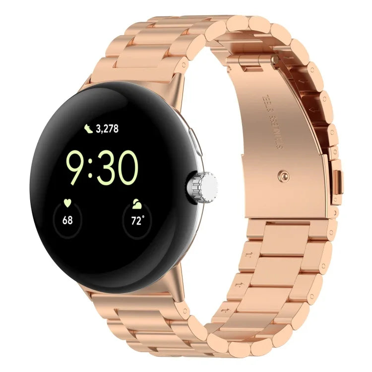 Correia de Relógio em Metal de Aço Inoxidável com Três Contas, Para Google Pixel Watch 4 / Watch 3 45mm, Para Google Pixel Watch 4 / 3 / 2 / 1 41mm