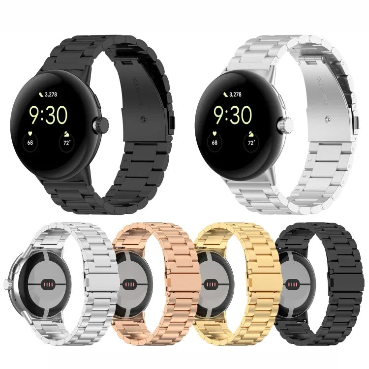 Correia de Relógio em Metal de Aço Inoxidável com Três Contas, Para Google Pixel Watch 4 / Watch 3 45mm, Para Google Pixel Watch 4 / 3 / 2 / 1 41mm