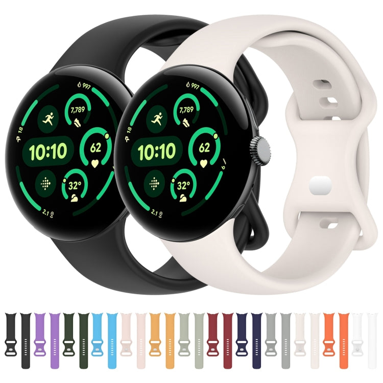 Correia de Relógio em Silicone com Fivela Borboleta de Cor Sólida, Tamanho:L, Para Google Pixel Watch 4 / Watch 3 45mm, Para Google Pixel Watch 4 / 3 / 2 / 1 41mm