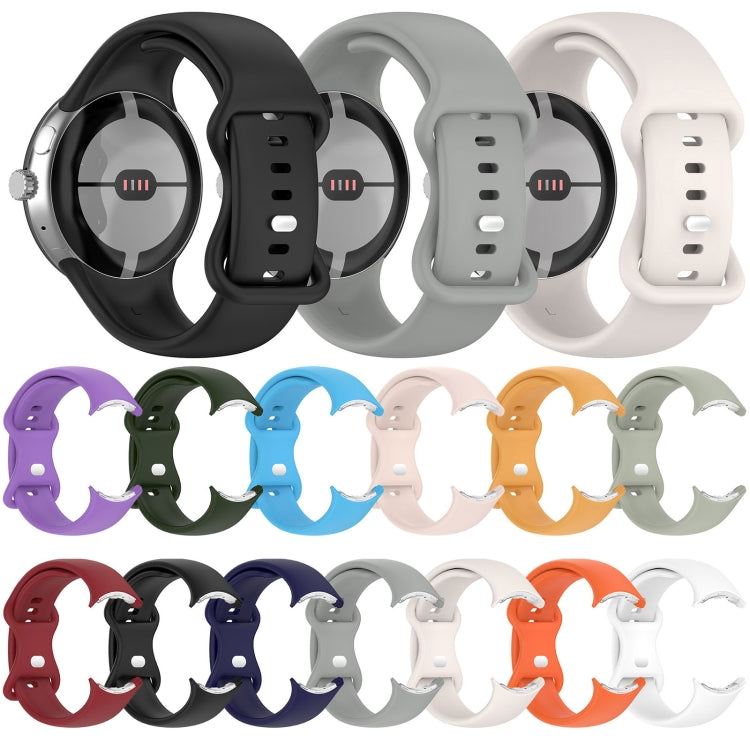 Correia de Relógio em Silicone com Fivela Borboleta de Cor Sólida, Tamanho:L, Para Google Pixel Watch 4 / Watch 3 45mm, Para Google Pixel Watch 4 / 3 / 2 / 1 41mm
