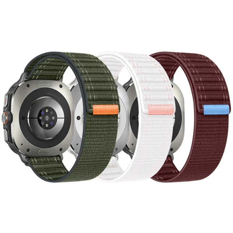 Para Samsung Galaxy Watch Ultra 47mm / Ultra 2025 Correia de Nylon com Textura Onda do Mar e Fecho de Gancho e Argola