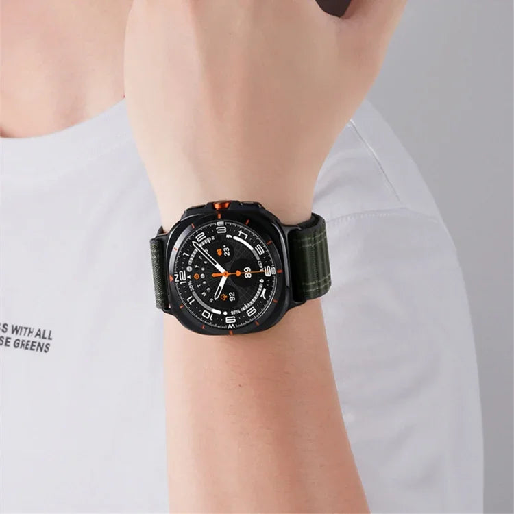 Para Samsung Galaxy Watch Ultra 47mm / Ultra 2025 Correia de Nylon com Textura Onda do Mar e Fecho de Gancho e Argola
