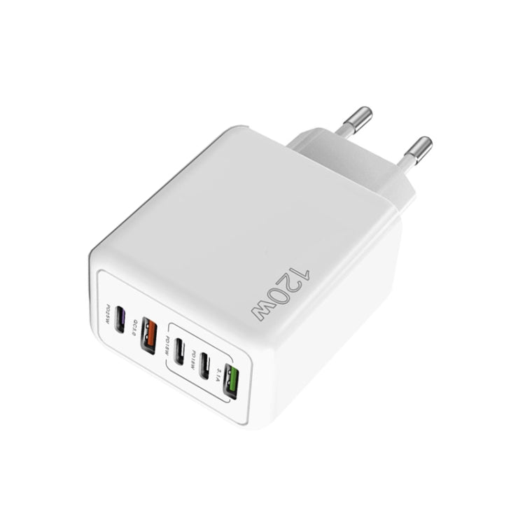 Carregador Multiporta 120W 3 PD Type-C Dual USB para Telemóveis, Ficha UE, Ficha UE