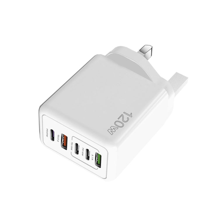Carregador Multiporta 120W 3 PD Type-C Dual USB para Telemóveis, Ficha UK, Ficha UK
