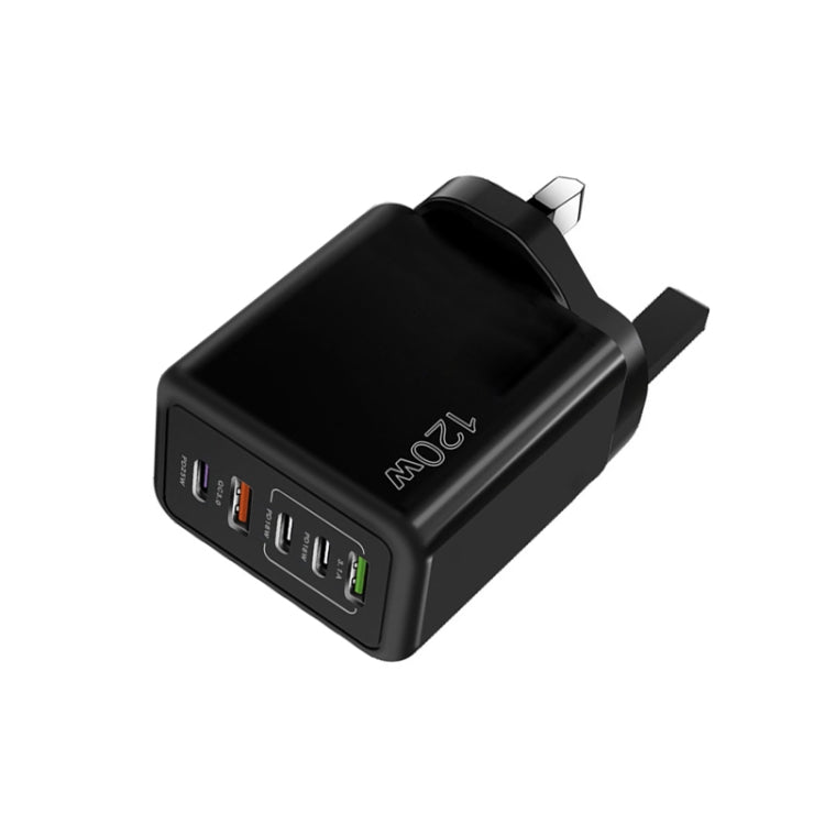 Carregador Multiporta 120W 3 PD Type-C Dual USB para Telemóveis, Ficha UK, Ficha UK