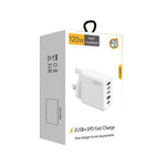 Carregador Multiporta 120W 3 PD Type-C Dual USB para Telemóveis, Ficha UK, Ficha UK