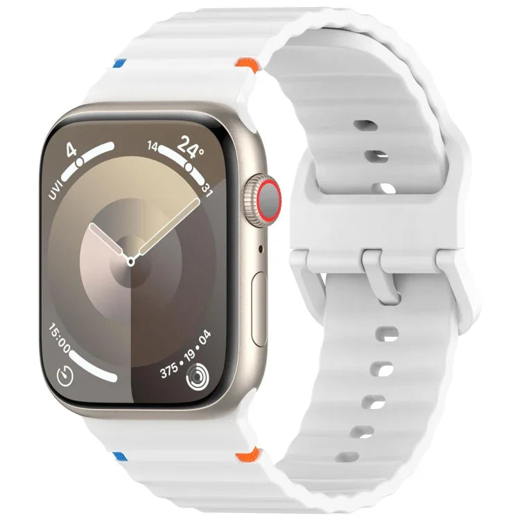Pulseira de Silicone com Grão Ondulado e Costura, Para Apple Watch Série 9 41mm, Para Apple Watch Ultra 49mm, Para Apple Watch Série 8 41mm, Para Apple Watch Série 8 45mm