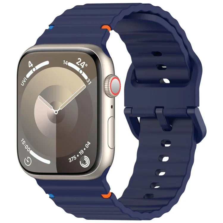 Pulseira de Silicone com Grão Ondulado e Costura, Para Apple Watch SE 2022 40mm, Para Apple Watch SE 2022 44mm, Para Apple Watch Série 7 41mm, Para Apple Watch Série 7 45mm