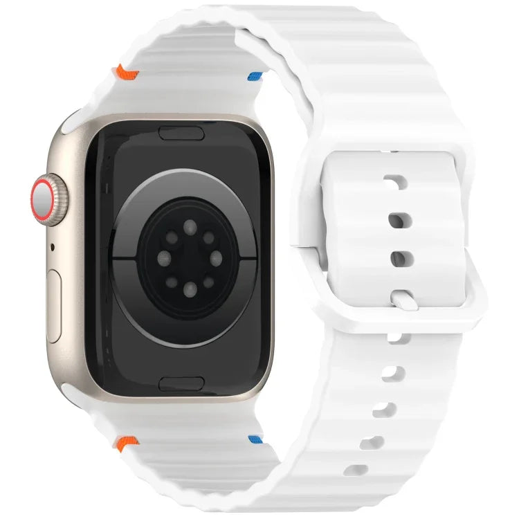 Pulseira de Silicone com Grão Ondulado e Costura, Para Apple Watch Série 6 40mm, Para Apple Watch Série 6 44mm, Para Apple Watch Série 5 44mm, Para Apple Watch Série 5 40mm