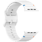 Wavy Grain Stitched Silicone Watch Band, For Apple Watch Series 4 44mm, For Apple Watch Series 4 40mm, For Apple Watch Series 3 38mm, For Apple Watch Series 3 42mm