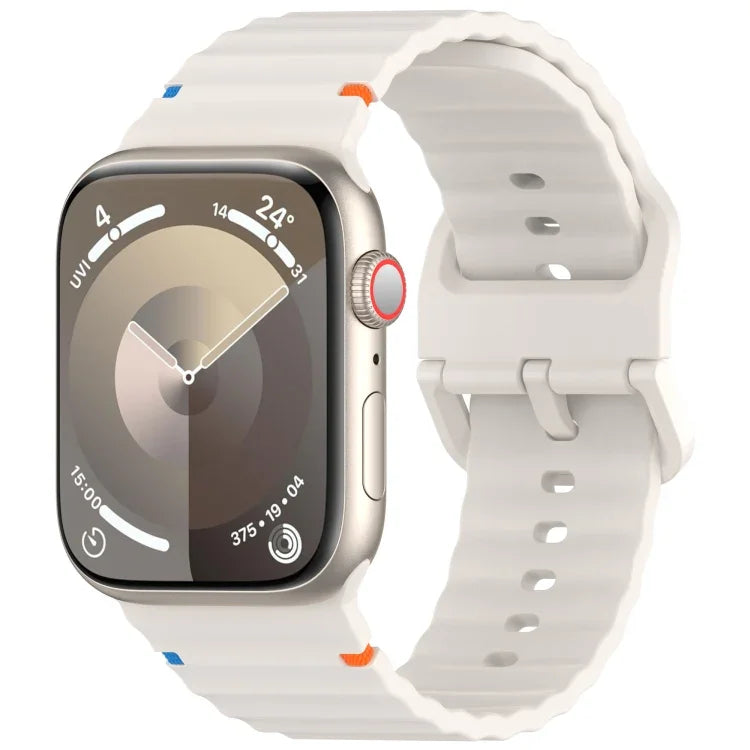 Wavy Grain Stitched Silicone Watch Band, For Apple Watch Series 4 44mm, For Apple Watch Series 4 40mm, For Apple Watch Series 3 38mm, For Apple Watch Series 3 42mm