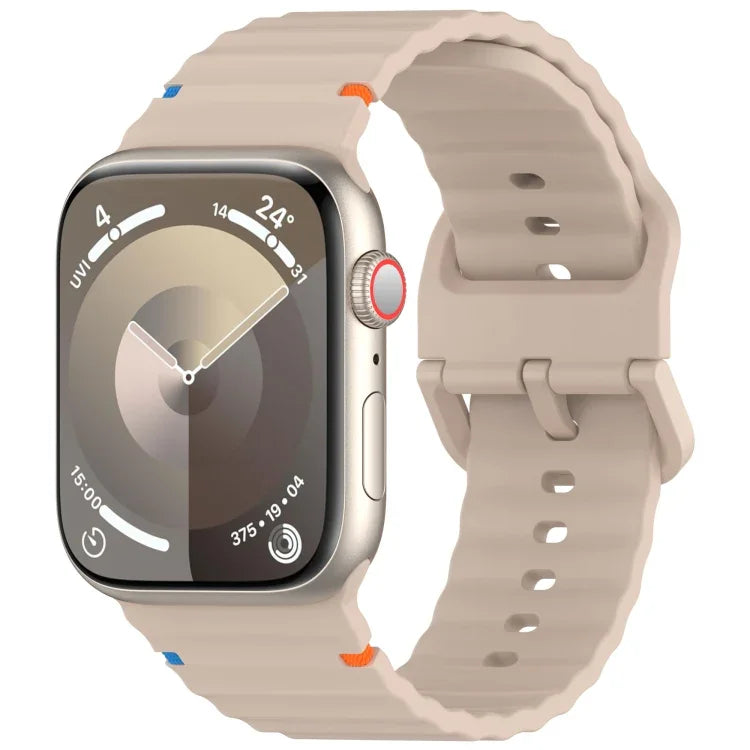 Wavy Grain Stitched Silicone Watch Band, For Apple Watch Series 4 44mm, For Apple Watch Series 4 40mm, For Apple Watch Series 3 38mm, For Apple Watch Series 3 42mm