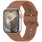 Wavy Grain Stitched Silicone Watch Band, For Apple Watch Series 4 44mm, For Apple Watch Series 4 40mm, For Apple Watch Series 3 38mm, For Apple Watch Series 3 42mm