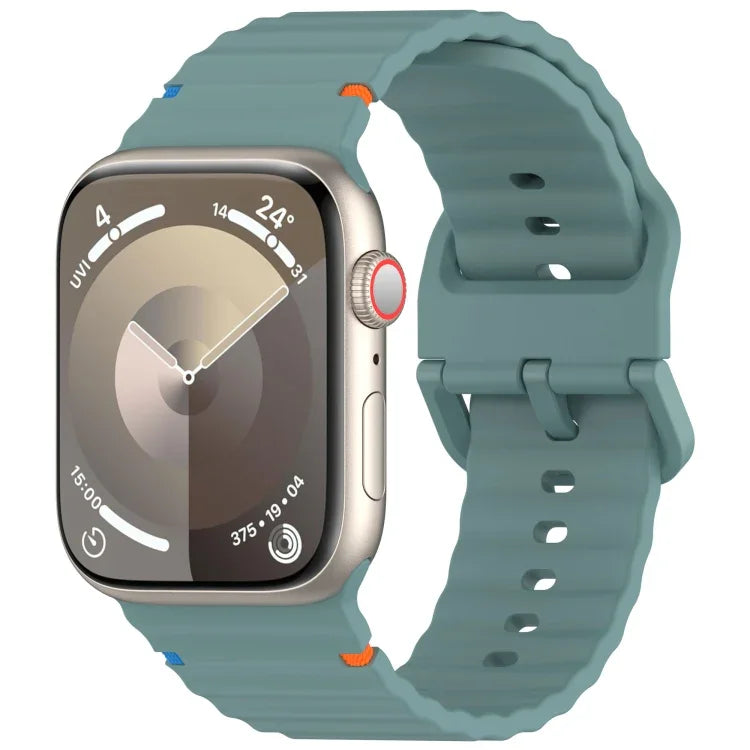 Wavy Grain Stitched Silicone Watch Band, For Apple Watch Series 4 44mm, For Apple Watch Series 4 40mm, For Apple Watch Series 3 38mm, For Apple Watch Series 3 42mm