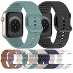 Wavy Grain Stitched Silicone Watch Band, For Apple Watch Series 4 44mm, For Apple Watch Series 4 40mm, For Apple Watch Series 3 38mm, For Apple Watch Series 3 42mm