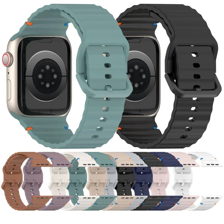 Pulseira de Silicone com Grão Ondulado e Costura, Para Apple Watch SE 2022 40mm, Para Apple Watch SE 2022 44mm, Para Apple Watch Série 7 41mm, Para Apple Watch Série 7 45mm