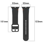 Wavy Grain Stitched Silicone Watch Band, For Apple Watch Series 4 44mm, For Apple Watch Series 4 40mm, For Apple Watch Series 3 38mm, For Apple Watch Series 3 42mm