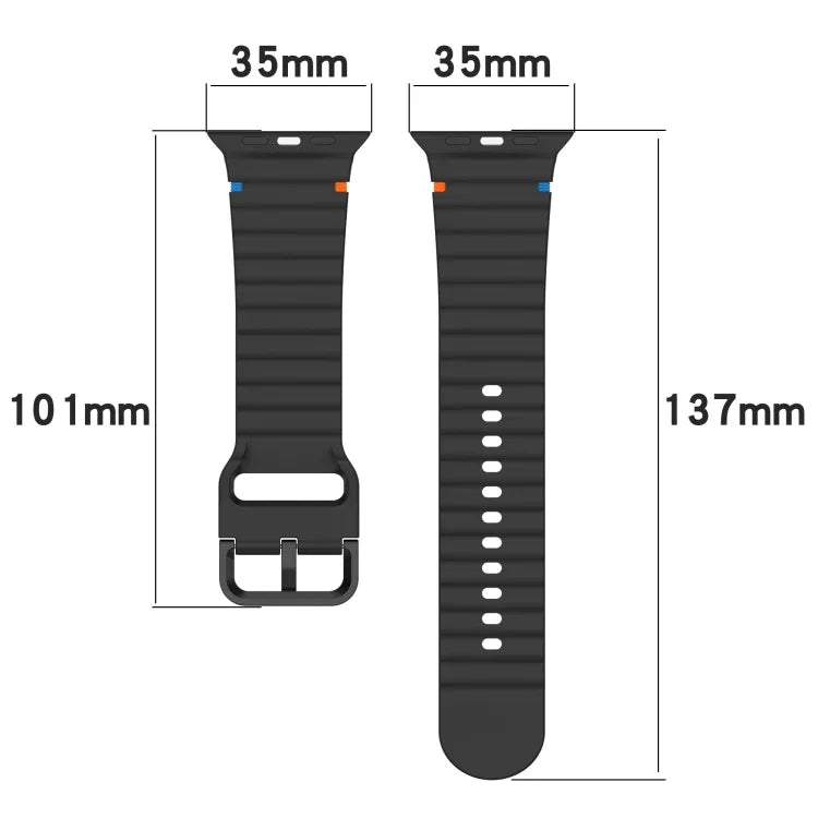 Wavy Grain Stitched Silicone Watch Band, For Apple Watch SE 2023 44mm, For Apple Watch SE 2023 40mm, For Apple Watch Ultra 2 49mm, For Apple Watch Series 9 45mm