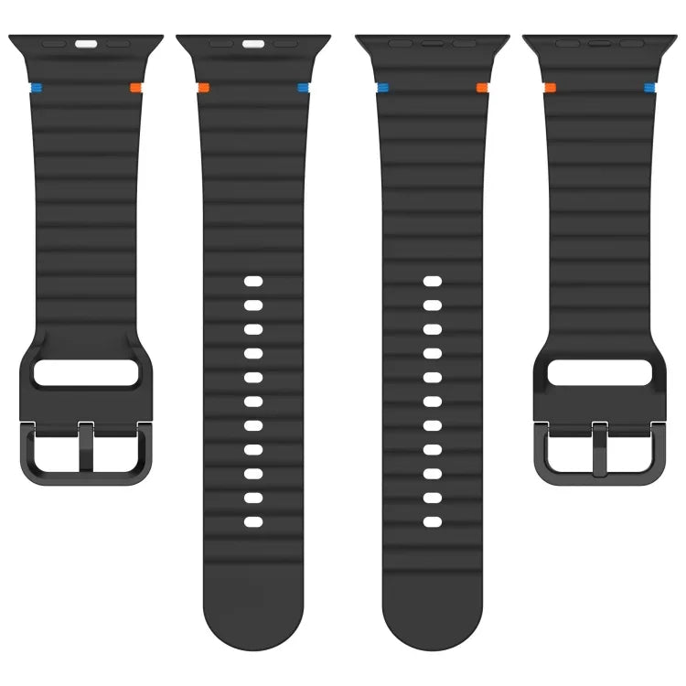 Wavy Grain Stitched Silicone Watch Band, For Apple Watch SE 2023 44mm, For Apple Watch SE 2023 40mm, For Apple Watch Ultra 2 49mm, For Apple Watch Series 9 45mm