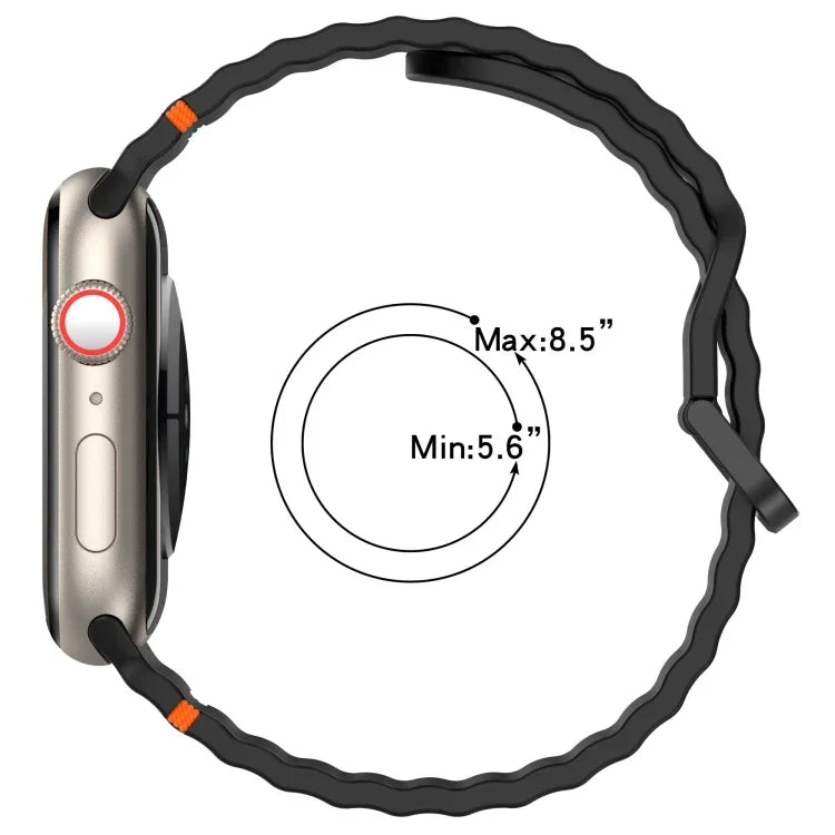 Pulseira de Silicone com Grão Ondulado e Costura, Para Apple Watch Série 9 41mm, Para Apple Watch Ultra 49mm, Para Apple Watch Série 8 41mm, Para Apple Watch Série 8 45mm