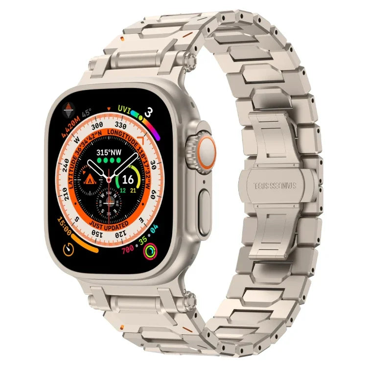 Pathfinder Stainless Steel Metal Watch Band, For Apple Watch Series 10 46mm, For Apple Watch SE 2023 44mm, For Apple Watch Ultra 2 49mm, For Apple Watch Series 9 45mm, For Apple Watch Ultra 49mm, For Apple Watch Series 8 45mm, For Apple Watch SE 2022 4...