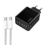 Carregador Rápido Multi Porta 120W PD3.0 3 Type-C 2 USB com Cabo Type-C para Type-C, Ficha UE, Ficha UE + Cabo C para C