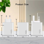 Carregador Rápido Multi Porta 120W PD3.0 3 Type-C 2 USB com Cabo Type-C para Type-C, Ficha UK, Ficha UK + Cabo C para C