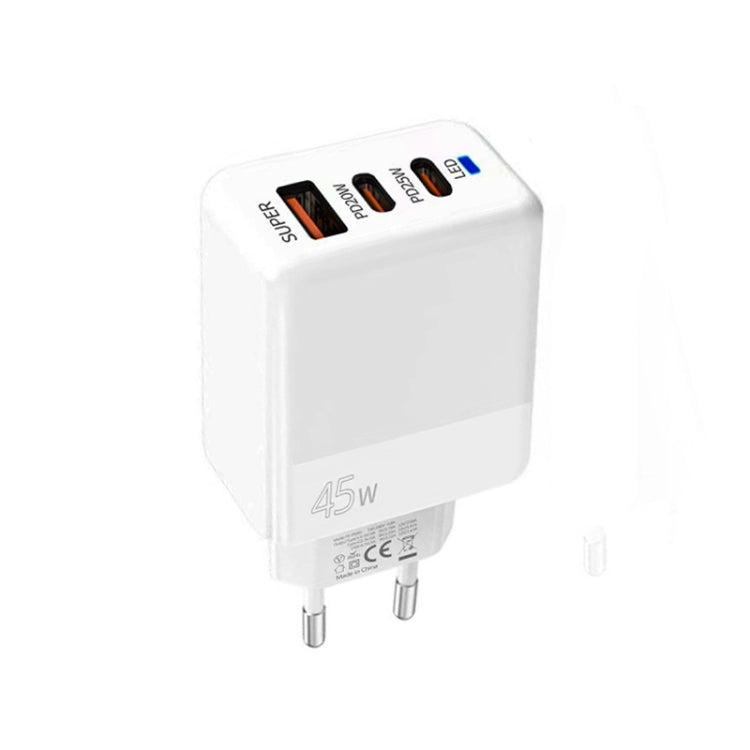 45W PD3.0 / PPS Type-C + QC3.0 USB Fully Compatible Protocol Charger, EU Plug, PD3.0 / PPS Type-C + QC3.0 USB(EU Plug)