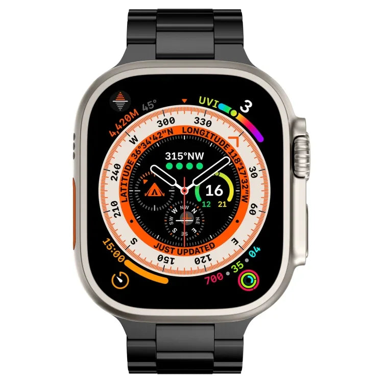 Three Beads Titanium Alloy Metal Watch Band, For Apple Watch Series 10 46mm, For Apple Watch Series 10 42mm, For Apple Watch SE 2023 44mm, For Apple Watch SE 2023 40mm, For Apple Watch Ultra 2 49mm, For Apple Watch Series 9 45mm                        ...