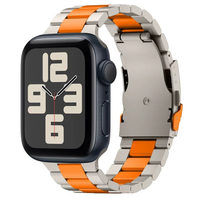 Three Beads Titanium Alloy Metal Watch Band, For Apple Watch Series 10 46mm, For Apple Watch Series 10 42mm, For Apple Watch SE 2023 44mm, For Apple Watch SE 2023 40mm, For Apple Watch Ultra 2 49mm, For Apple Watch Series 9 45mm                        ...