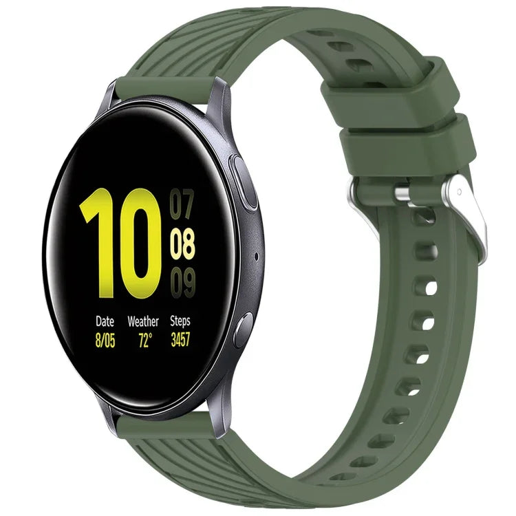 Correia de Silicone com Textura de Risca 20mm, Para Samsung Galaxy Watch Active2 44mm, Para Samsung Galaxy Watch Active2 40mm