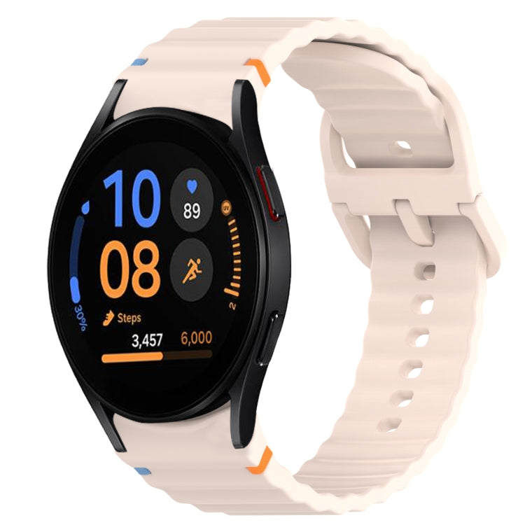 Correia de relógio em silicone com grão ondulado e costura, fecho rápido, para Samsung Galaxy Watch FE 40mm, para Samsung Galaxy Watch 7 44mm, para Samsung Galaxy Watch 7 40mm, para Samsung Galaxy Watch 6 Classic 47mm
